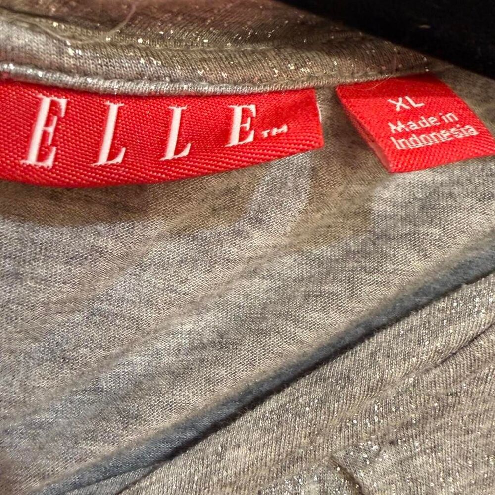 Elle Women's Silver Metallic Grey Ruffle Sleeve Comfortable T-Shirt - Picture 3 of 6